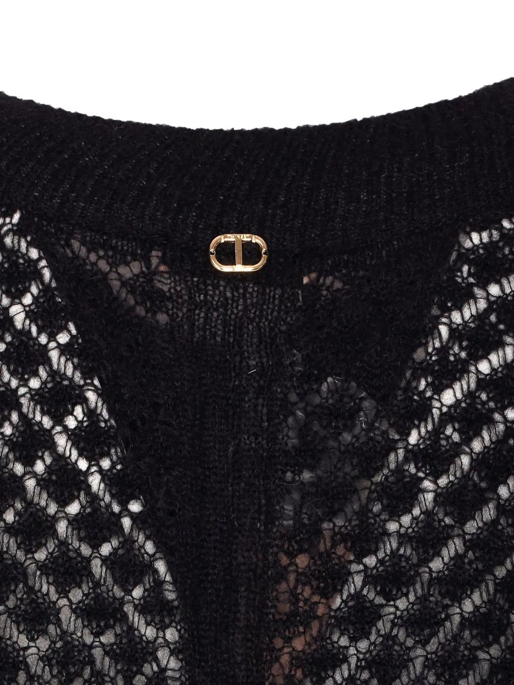 TWINSET Geperforeerde pullover met boothals Zwart