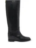 Via Roma 15 V-logo leather knee-high boots - Black