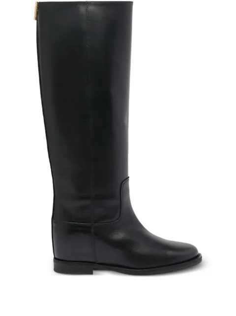 Via Roma 15 V-logo leather knee-high boots