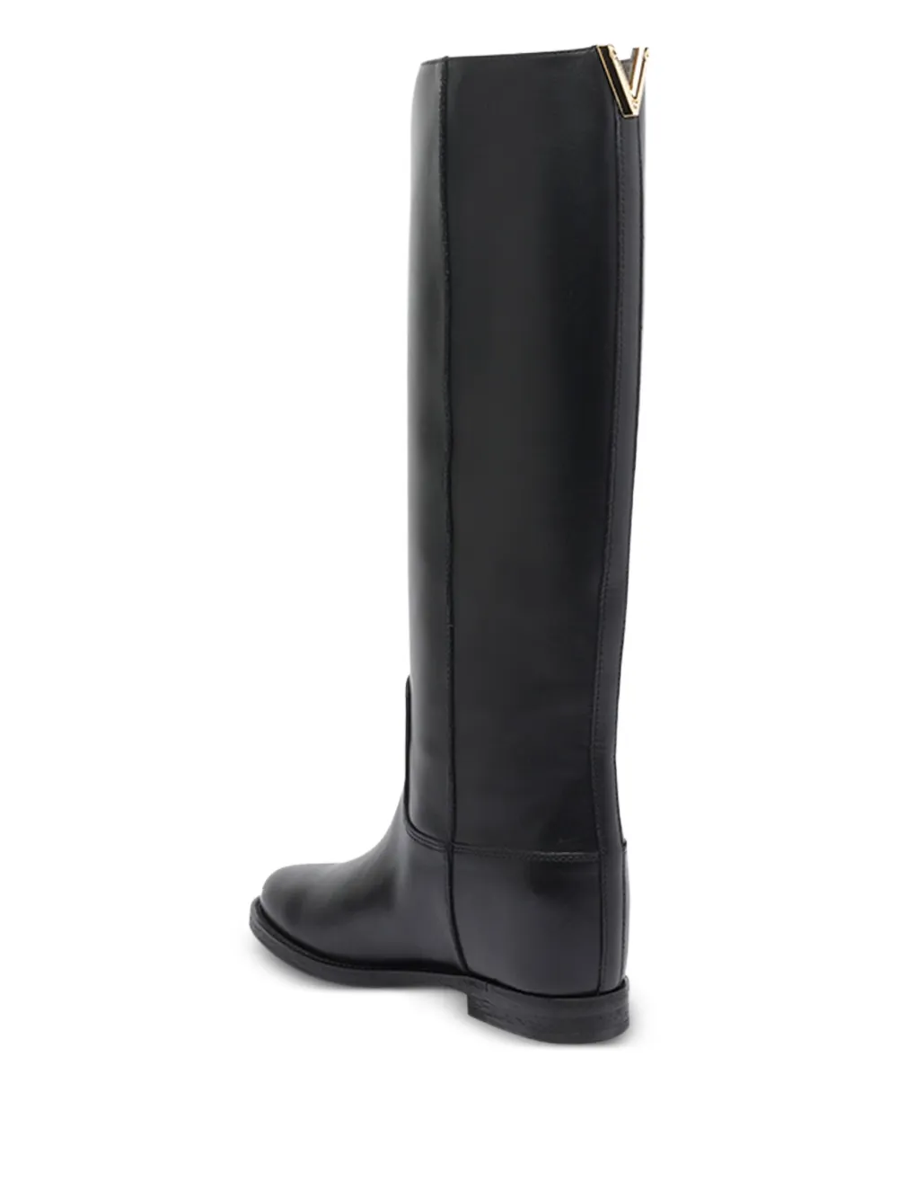 Via Roma 15 V-logo leather knee-high boots Black