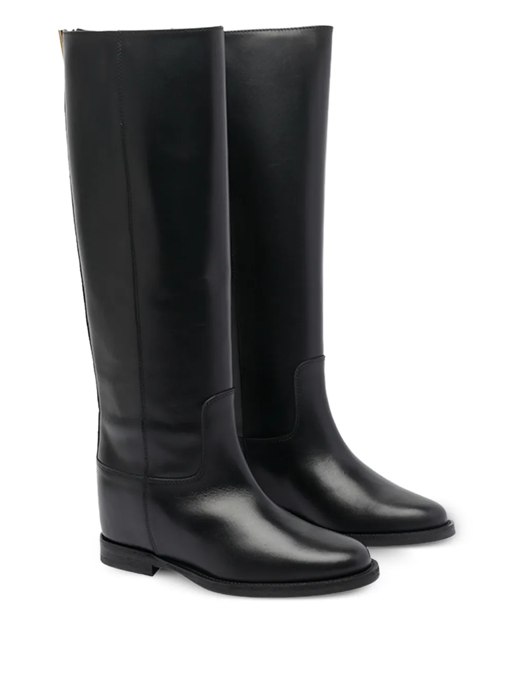 Via Roma 15 V-logo leather knee-high boots Black