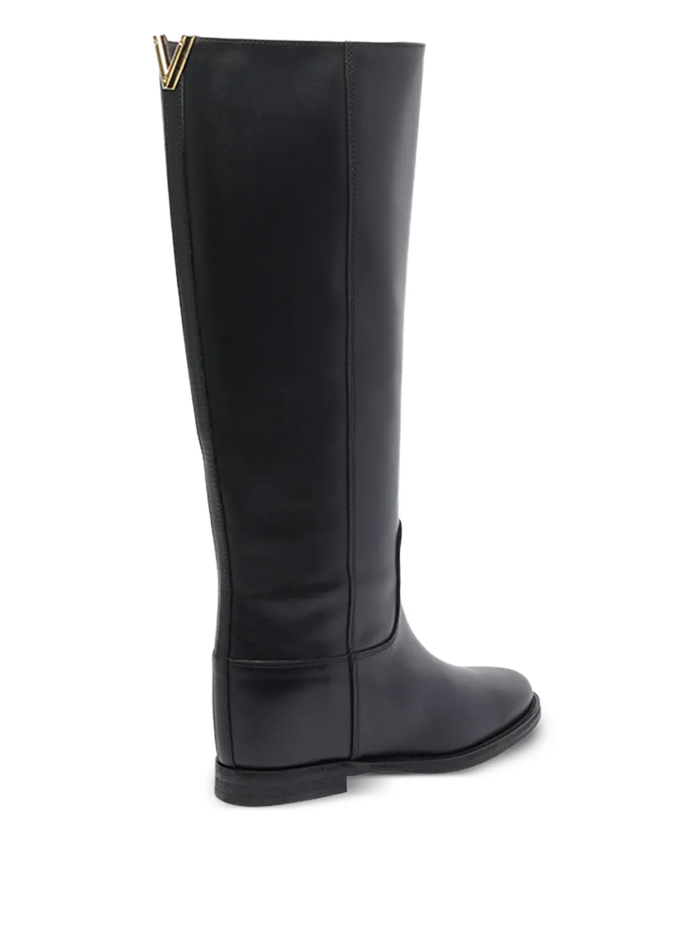 Via Roma 15 V-logo leather knee-high boots Black