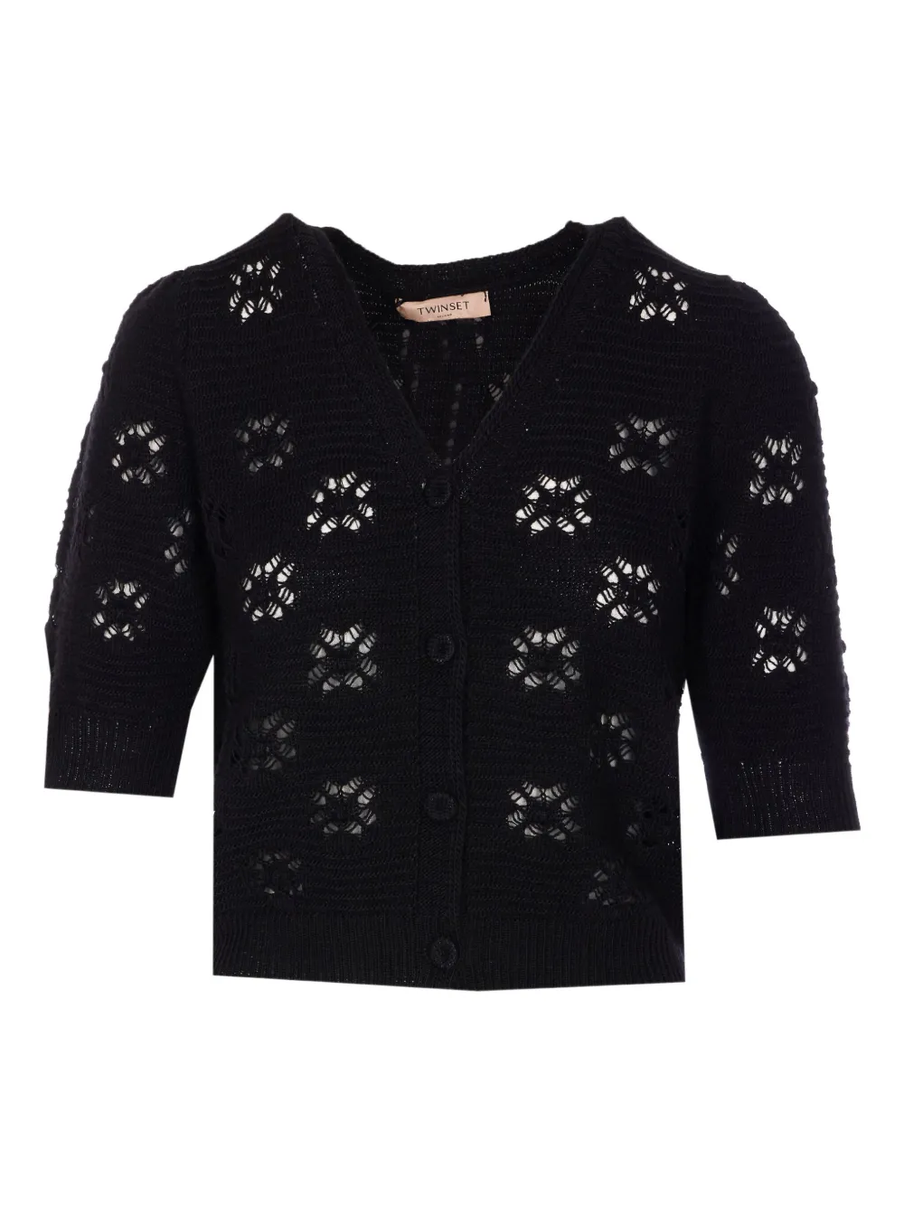 TWINSET open-knit V-neck cardigan Zwart