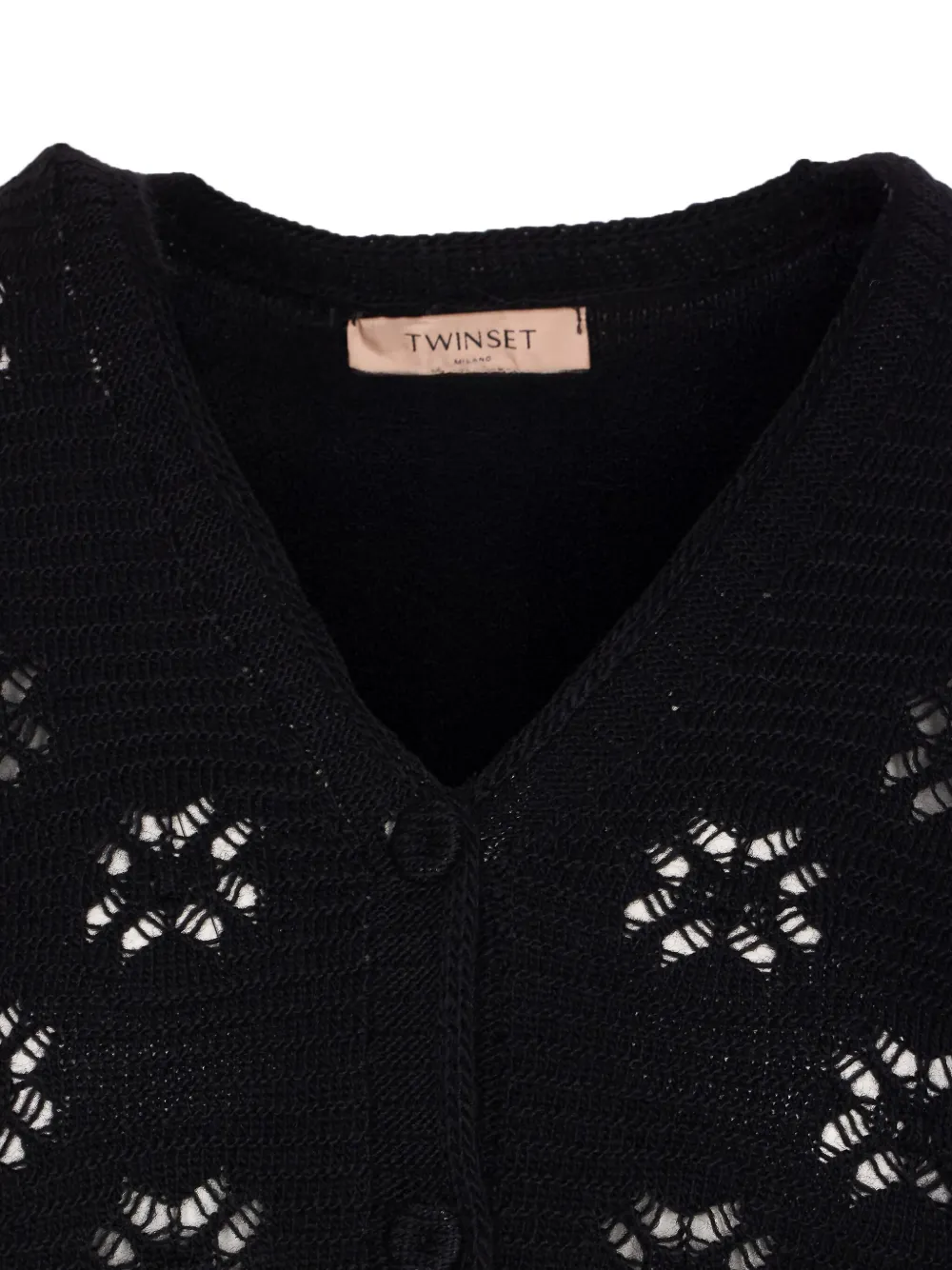 TWINSET open-knit V-neck cardigan Zwart