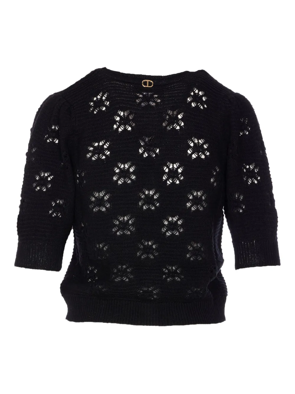 TWINSET open-knit V-neck cardigan Zwart