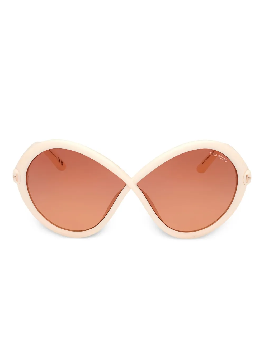 TOM FORD oval-frame full-rim sunglasses Beige