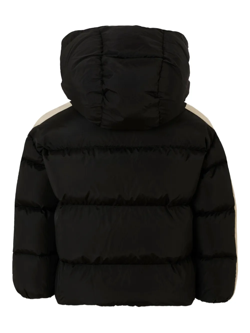 Palm Angels Kids hooded stripe-detail puffer jacket Zwart