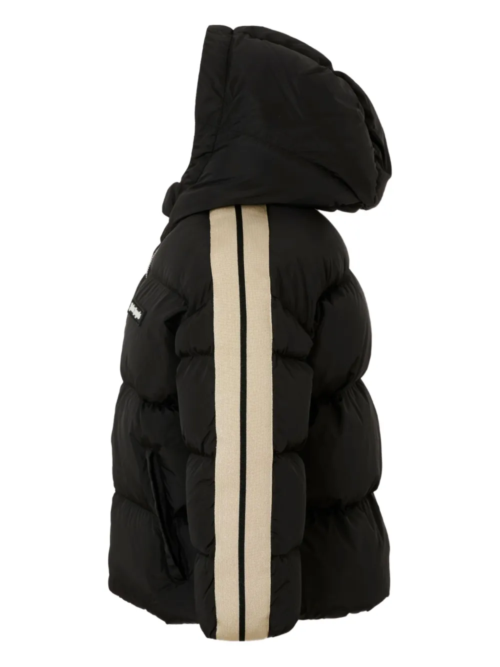 Palm Angels Kids hooded stripe-detail puffer jacket Zwart