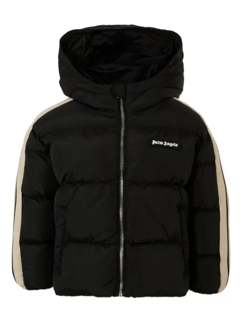 Palm Angels Kids hooded stripe-detail puffer jacket