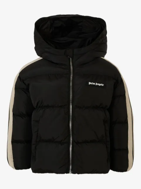 Palm Angels Kids hooded stripe-detail puffer jacket