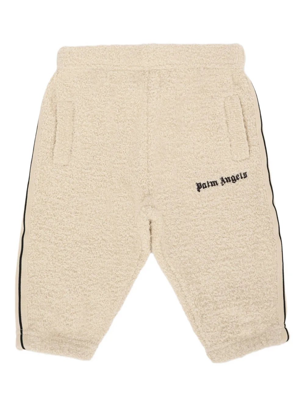 Palm Angels Kids teddy-fleece side-stripe trousers Beige