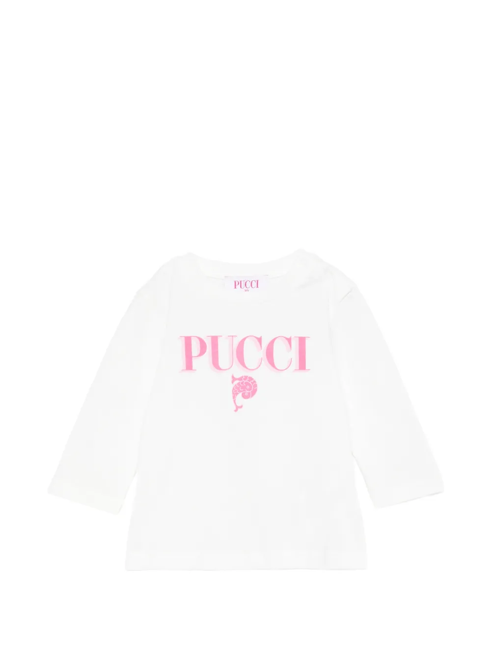 PUCCI Junior T-shirt a maniche lunghe con logo - Bianco