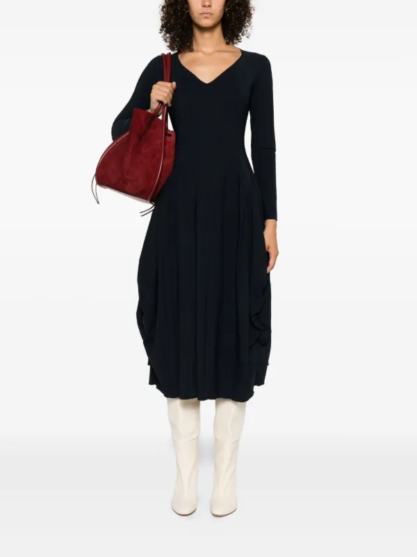 High V-neck three-quarter-sleeve Dress Blue FARFETCH IN