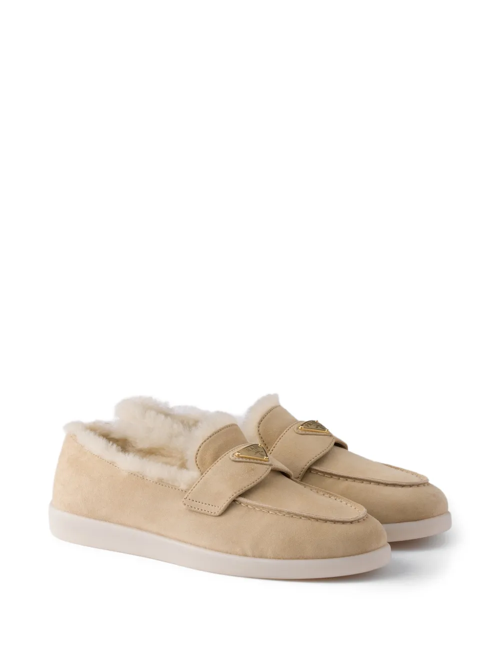 Prada Suède lammy muiltjes Beige