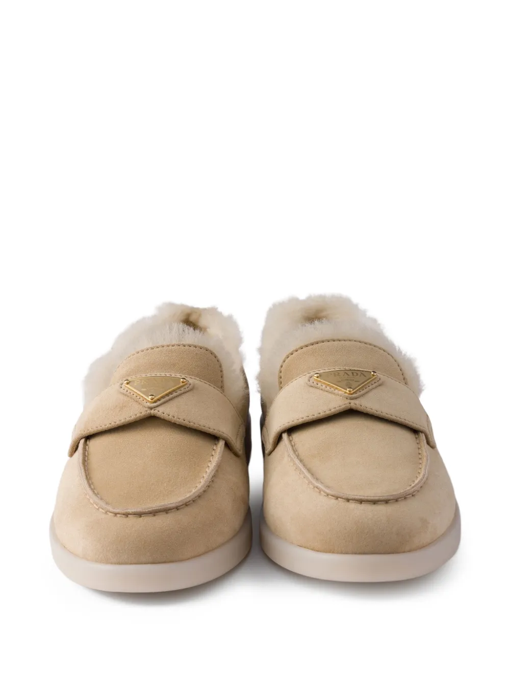 Prada Suède lammy muiltjes Beige