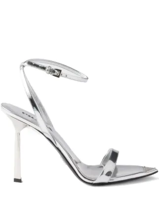 Prada アンクルストラップ レザーサンダル | シルバートーン | FARFETCH JP