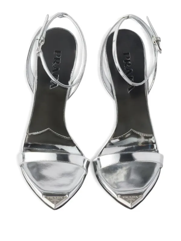 Prada 80mm ankle-strap Leather Sandals | Silver | FARFETCH CA