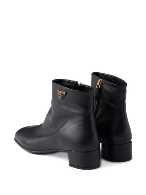 Prada triangle-logo Zip Ankle Boots | Black | FARFETCH