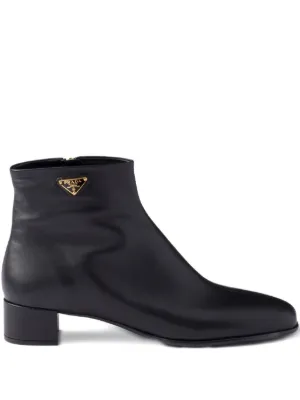 Prada triangle-logo Zip Ankle Boots | Black | FARFETCH