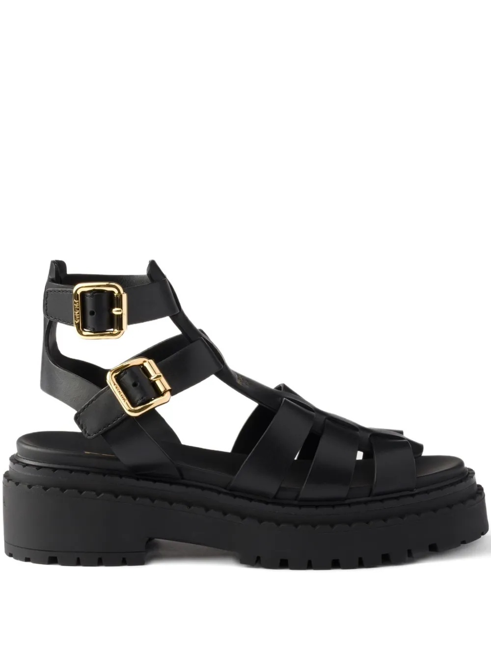 Prada 55mm leather buckle-strap sandals Black