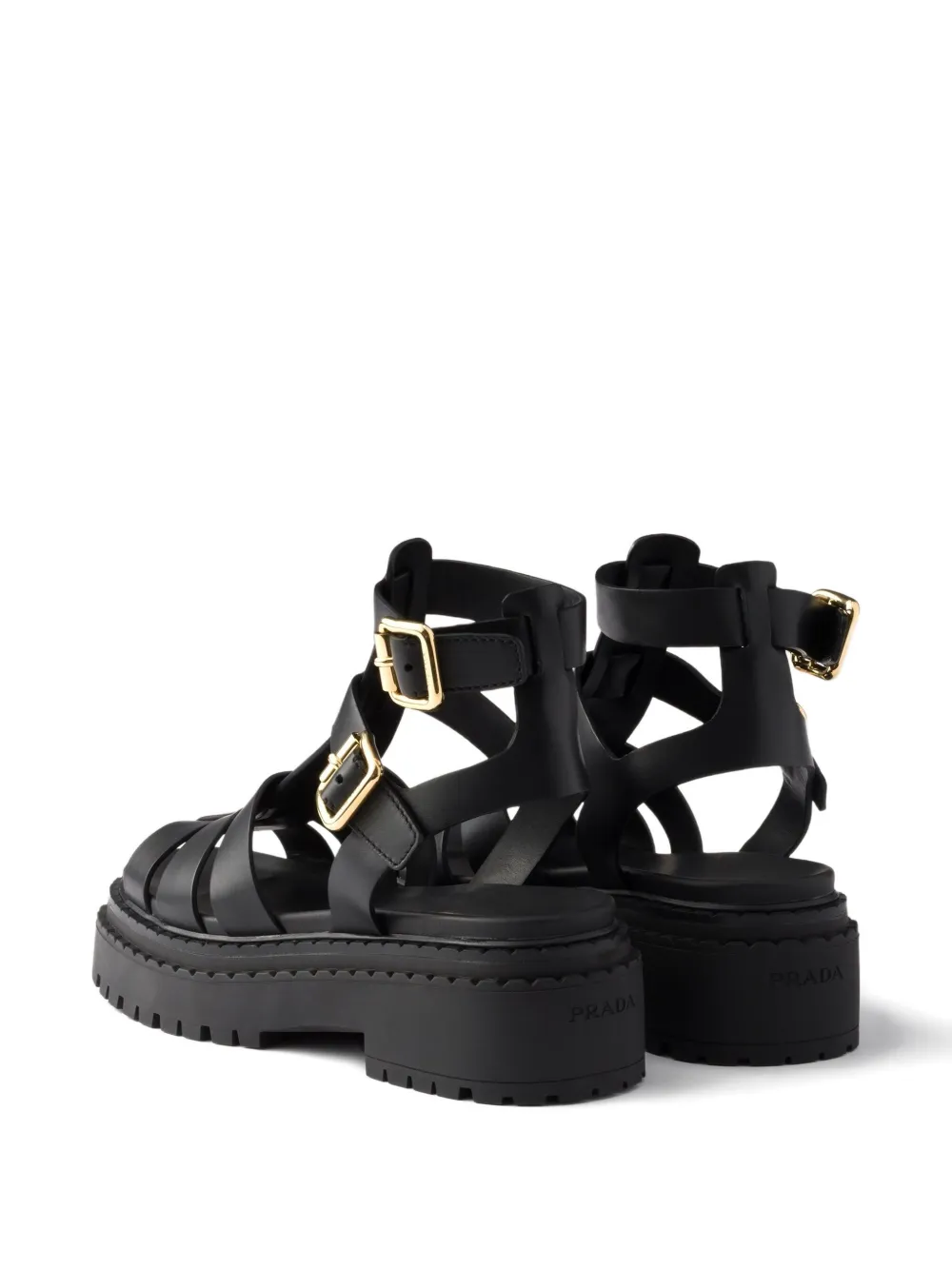 Prada 55 mm leren sandalen met gespbandje Zwart