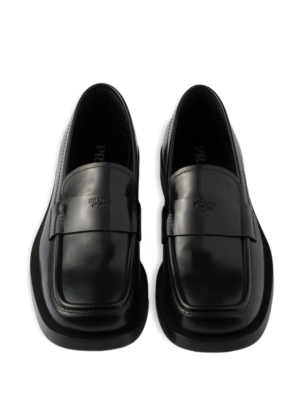 Prada brushed leather loafers Black