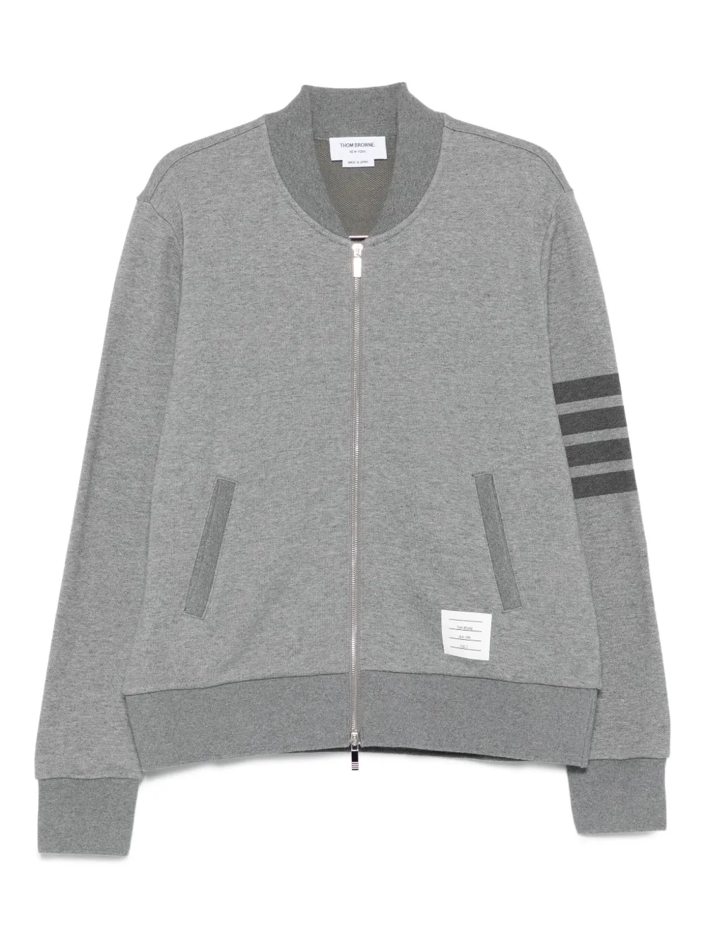 Thom Browne Sweater met drie strepen en rits Grijs