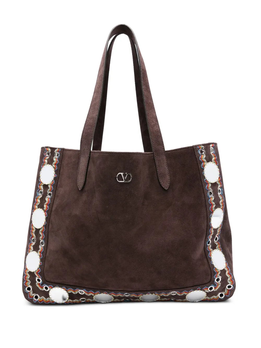 Valentino Garavani Nellcôte Suede Tote Bag In Brown