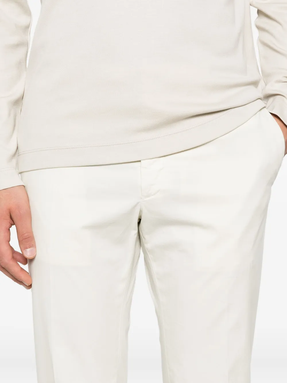 Incotex Broek met knoopsluiting en platte voorkant Beige