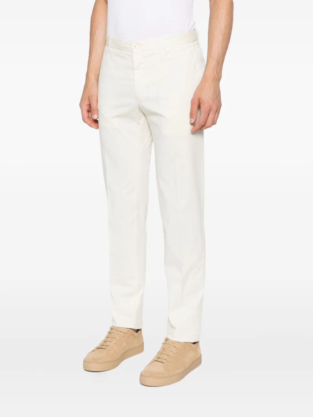 Incotex Broek met knoopsluiting en platte voorkant Beige