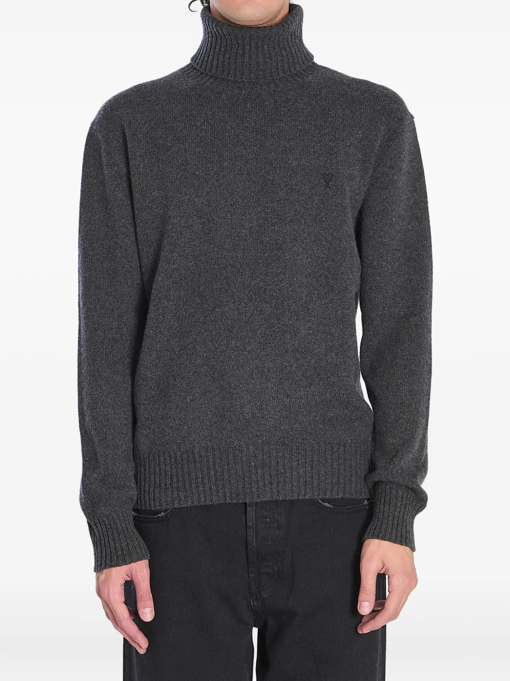 AMI Paris ribbed turtleneck sweater Grijs