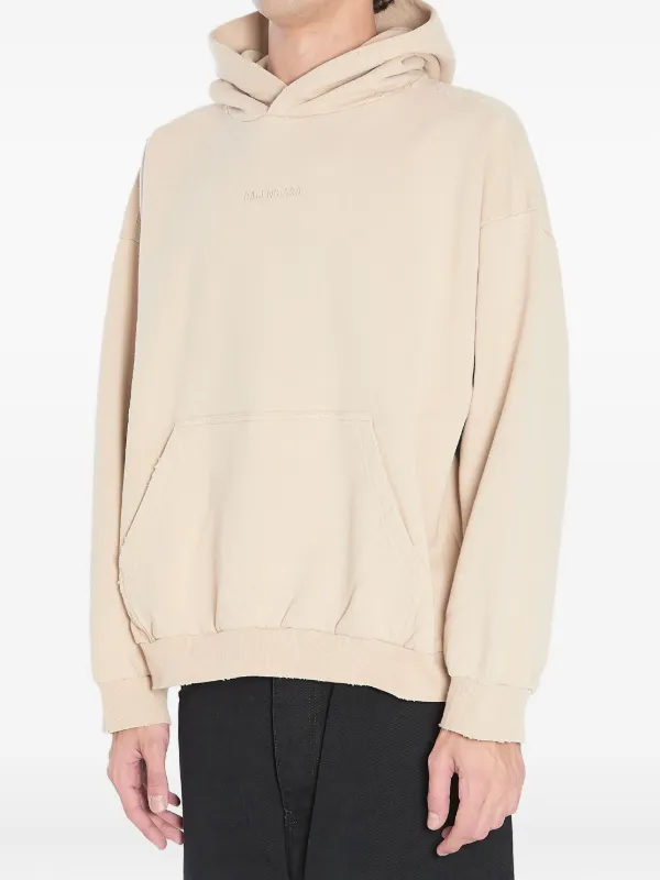 Balenciaga embroidered-logo Fleece Hoodie | Neutrals | FARFETCH