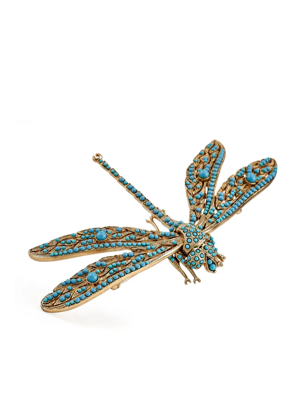 Kenneth Jay Lane Turquoise speld met libelle - Goud