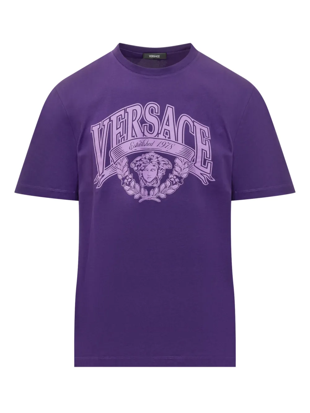 Versace T-shirt met Medusa-embleem Paars