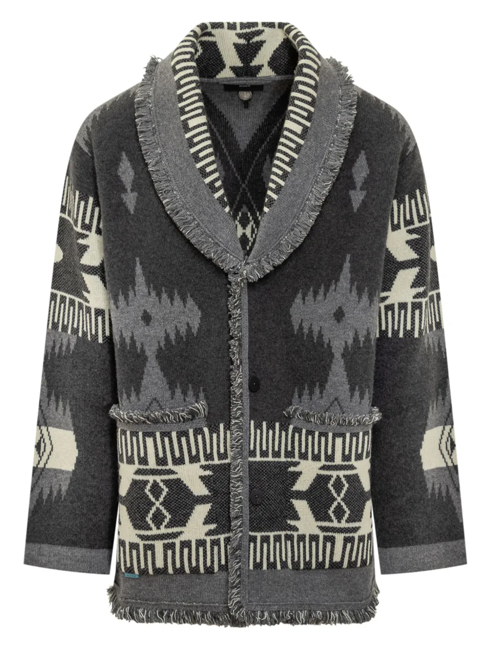 Alanui Icon jacquard fringed cardigan Grijs