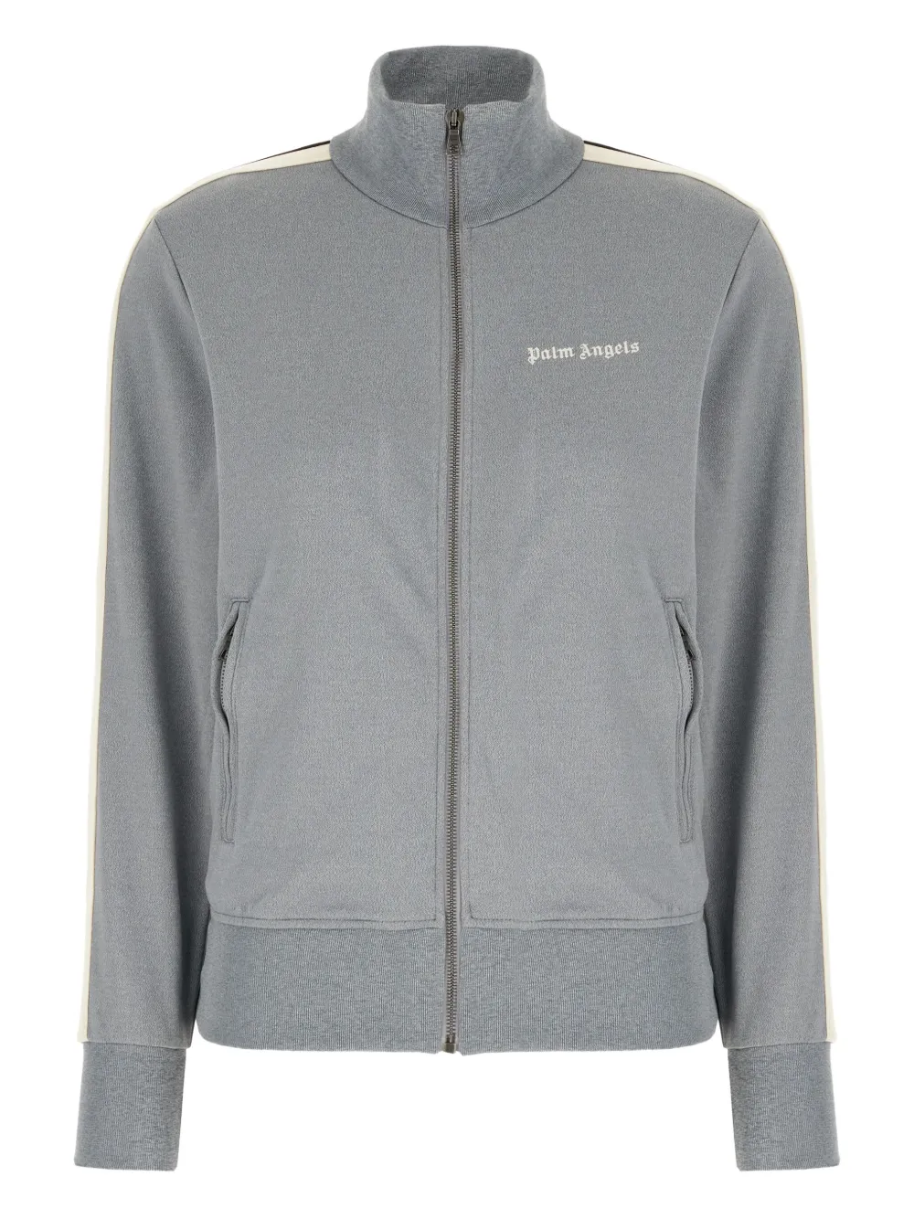 Palm Angels Track-stripe Zip-up Sweatshirt In Gray