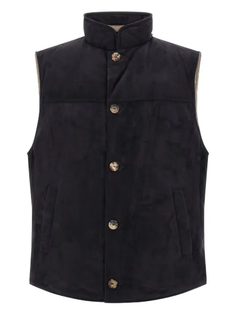 Brunello Cucinelli high-neck suede vest