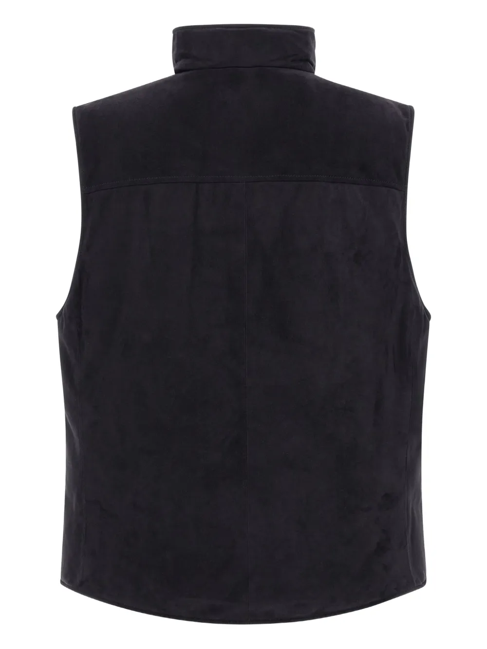 Brunello Cucinelli high-neck suede vest Blauw