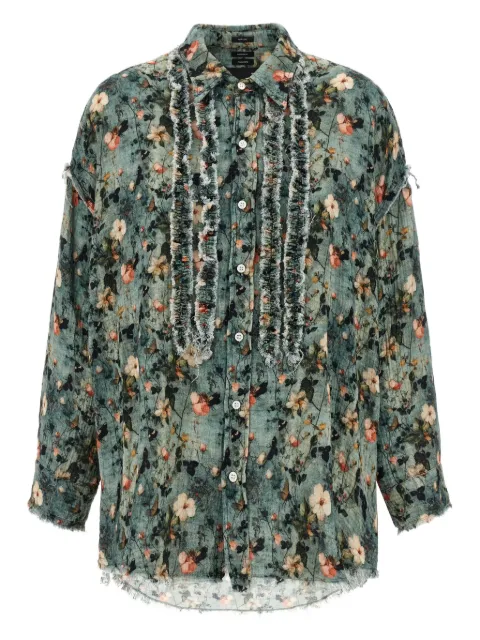 R13 floral ruffle-trim shirt