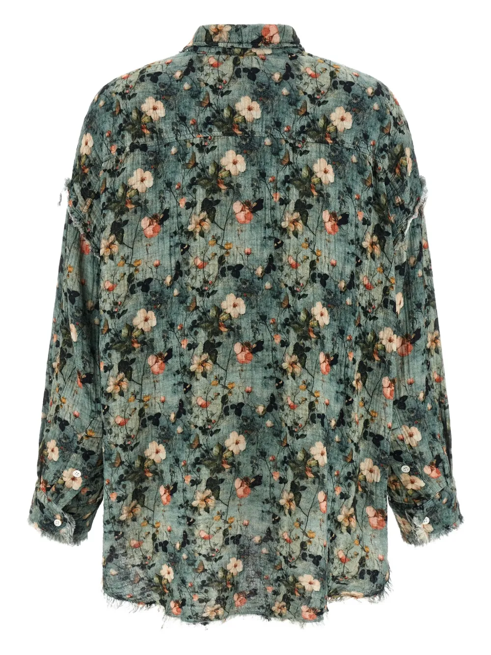 R13 floral ruffle-trim shirt Groen