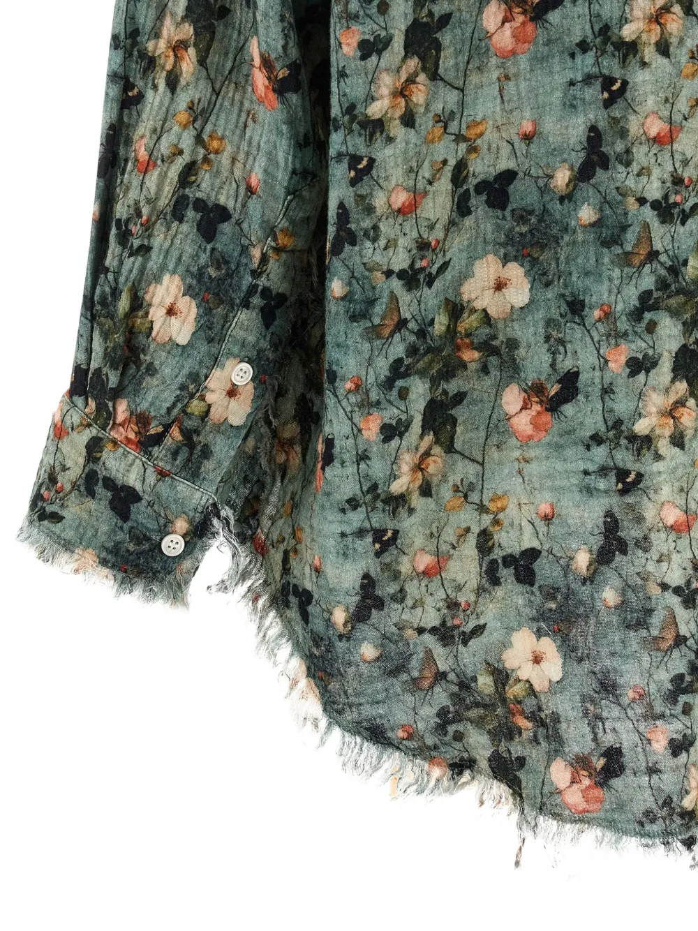 R13 floral ruffle-trim shirt Groen