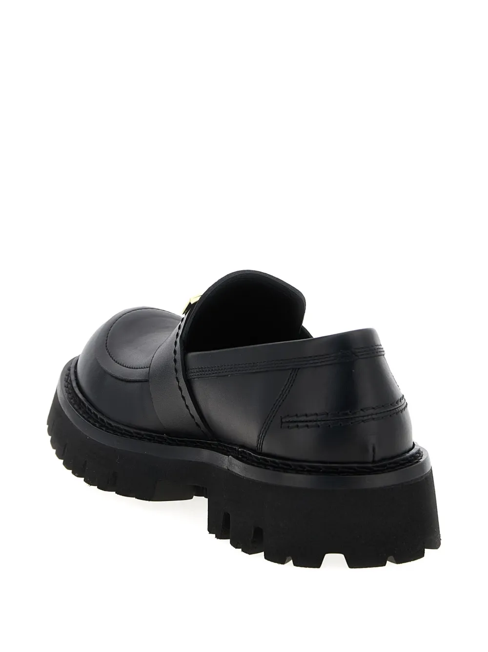 Moschino plaque-detail leather loafers Black
