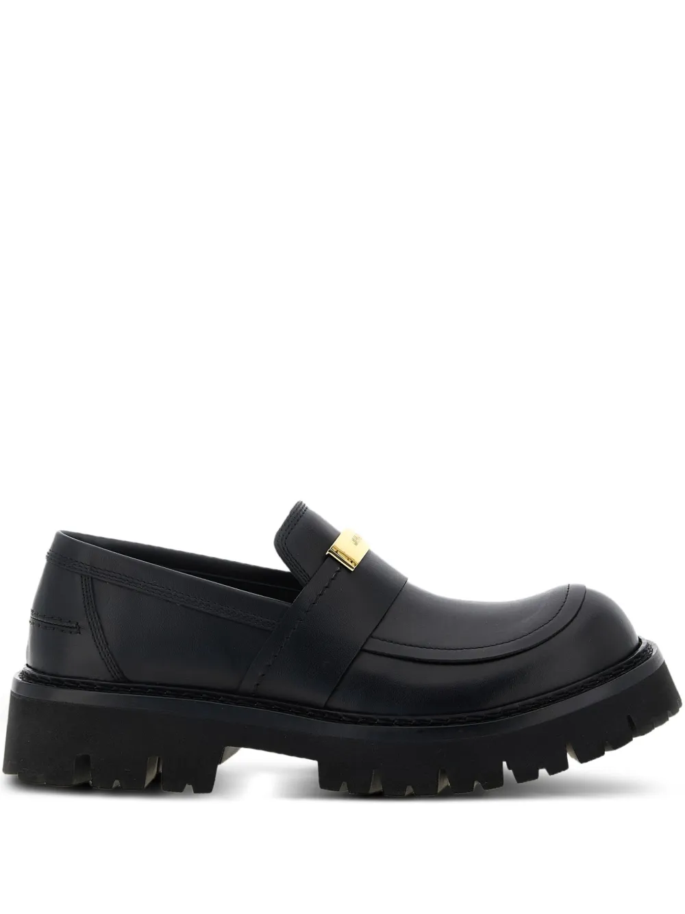 Moschino plaque-detail leather loafers Black