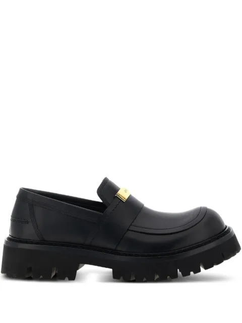 Moschino plaque-detail leather loafers