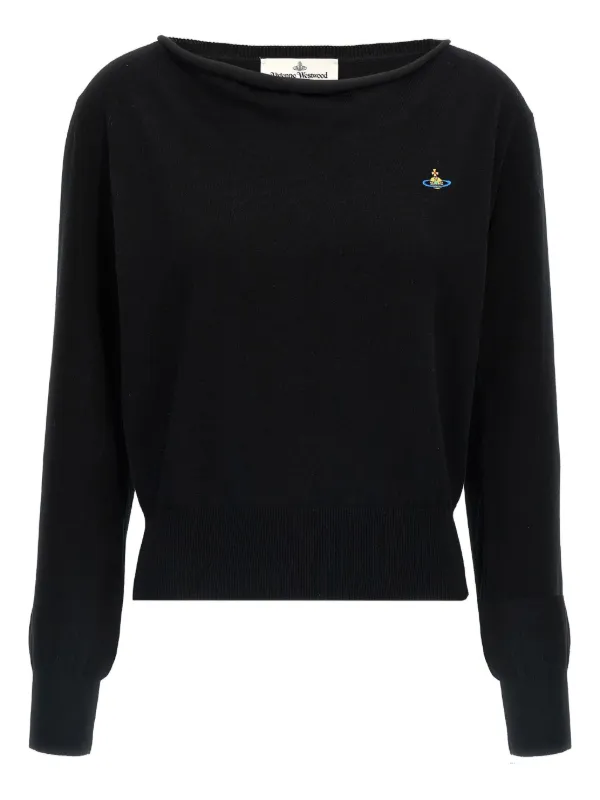 希少✨Vivienne Westwood 総柄 オーヴ 刺繍 ニット 黒 48 希少✨Vivienne Westwood 総柄 オーヴ 刺繍 ニット 黒 48 Vivienne