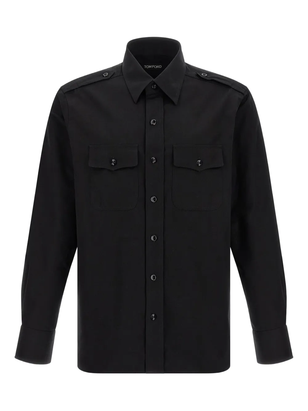 TOM FORD cuffed-sleeve pocket shirt Zwart