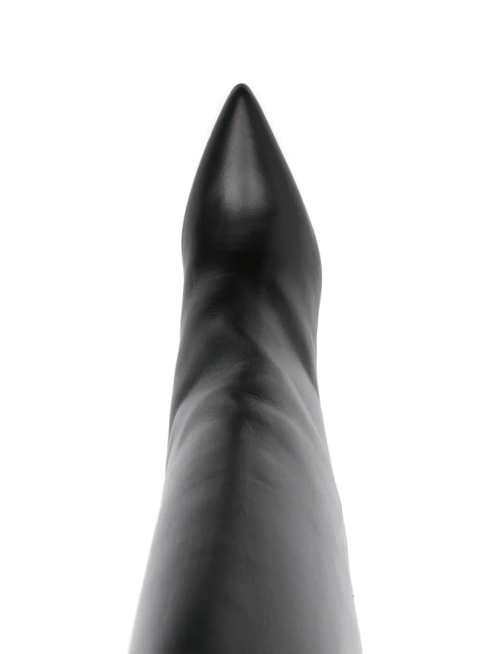 Gisel Moire 80mm calf-leather pointed-toe knee-high boots Black