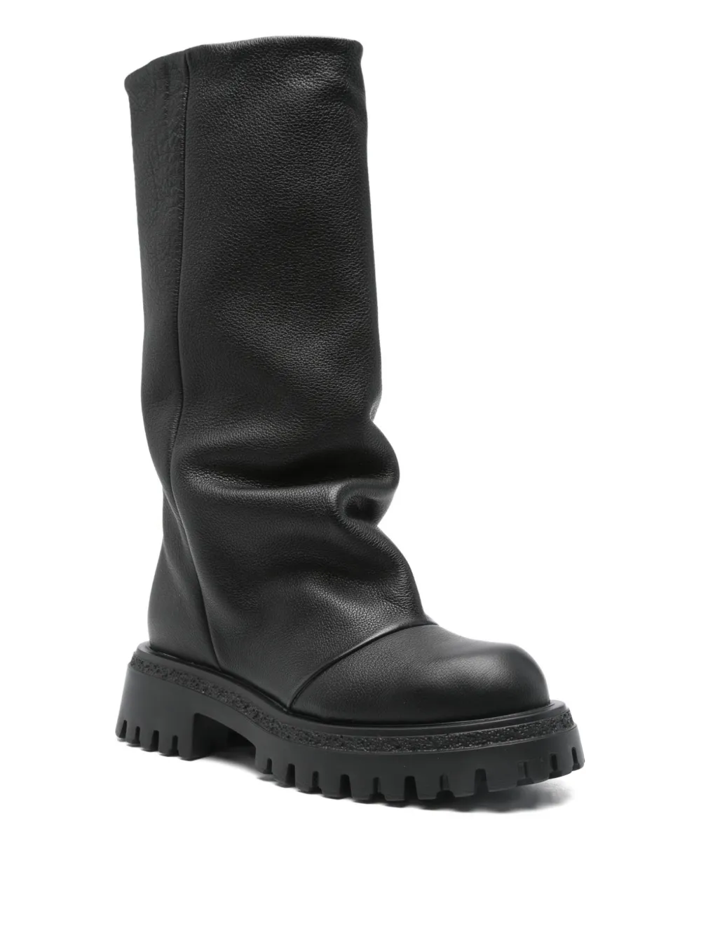 Gisel Moire 40mm slouch calf-leather boots Black