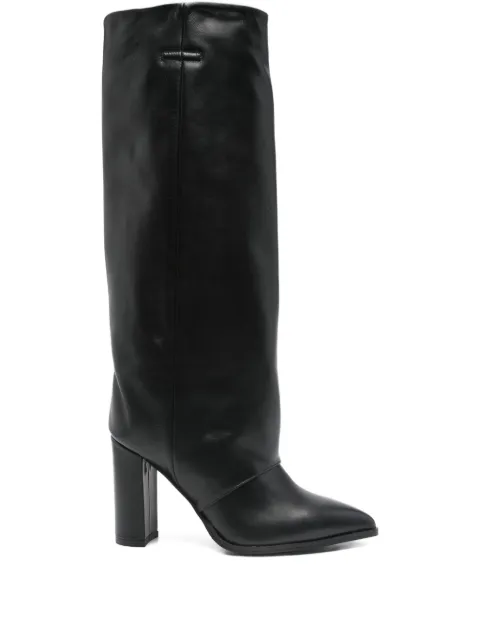 Gisel Moire 100mm leather knee-high boots