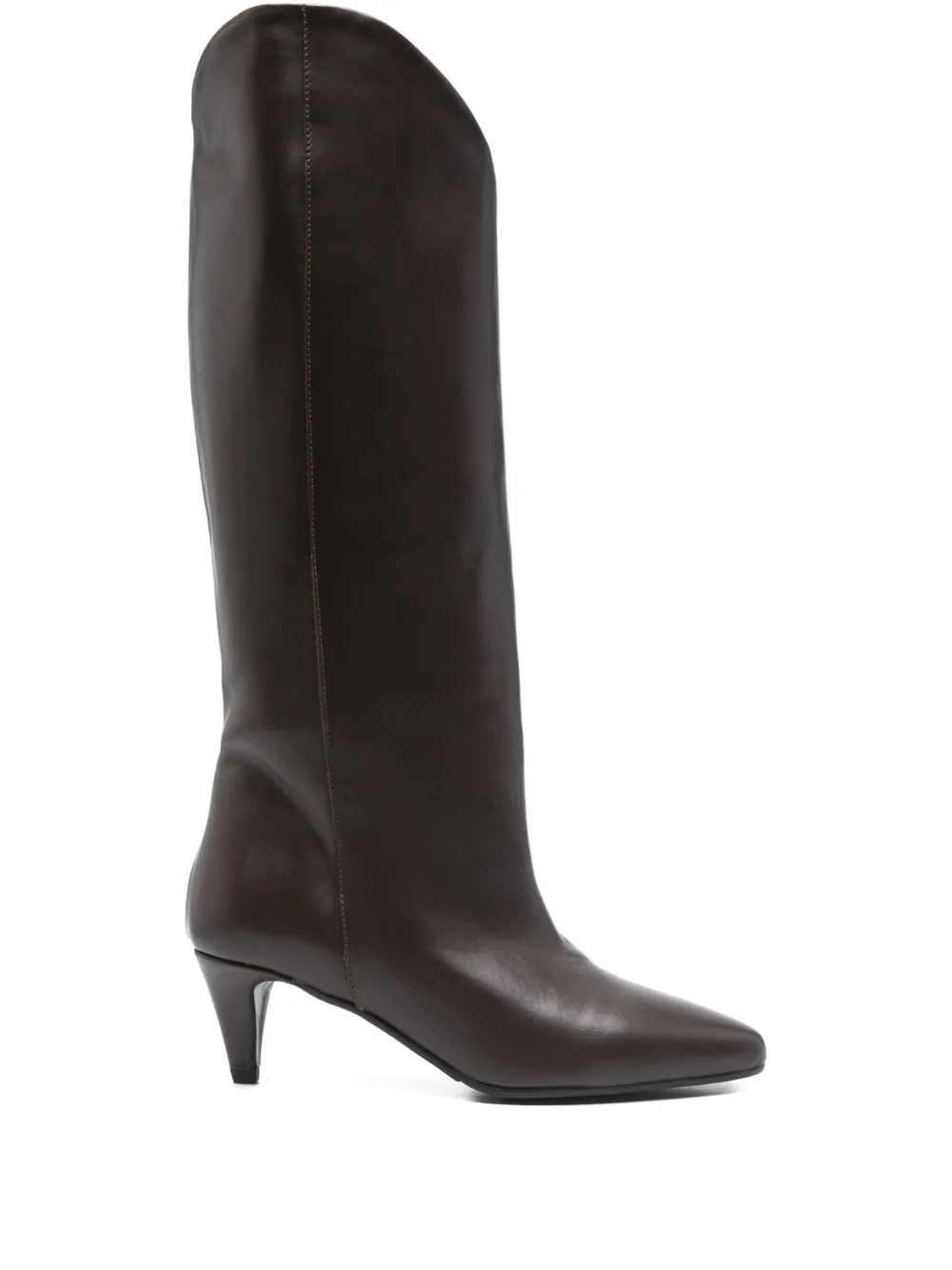 Gisel Moire 50mm calf-leather pointed-toe boots Brown